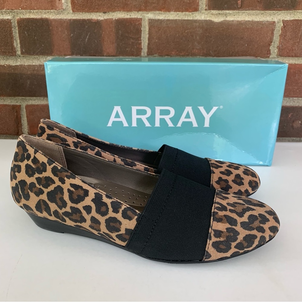 ARRAY Womens Kai Animal Print Leather Slip On Wedge Loafers US 7.5 N Narrow